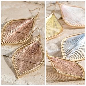 ROSE GOLD | Marquis fine thread earrings